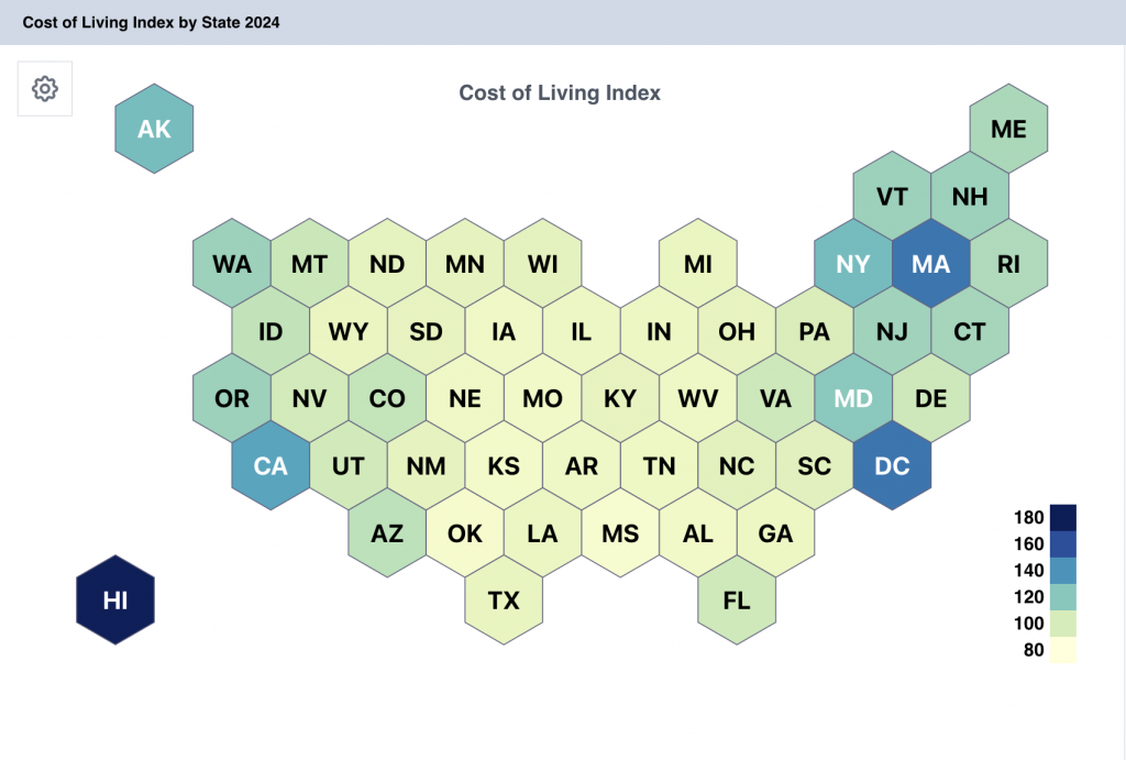 Cost of Living Index from World Population Review 